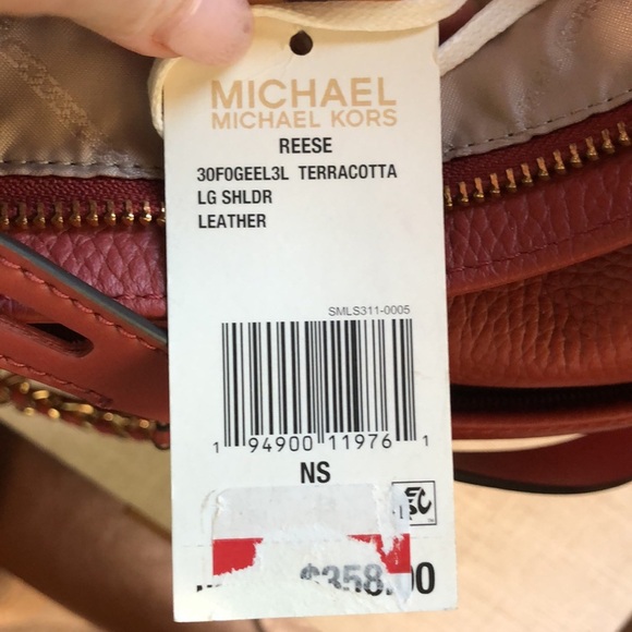 NWT Michael Kors Reese large leather shoulder bag terracotta color 13 x 12 - Picture 7 of 8